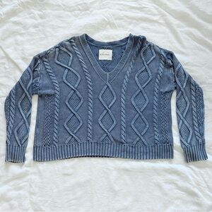 Lucky Brand Cotton Cable Stitch V-Neck Sweater